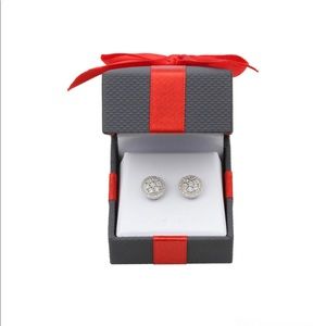 Genuine Diamond Stud Earrings in Sterling Silver
